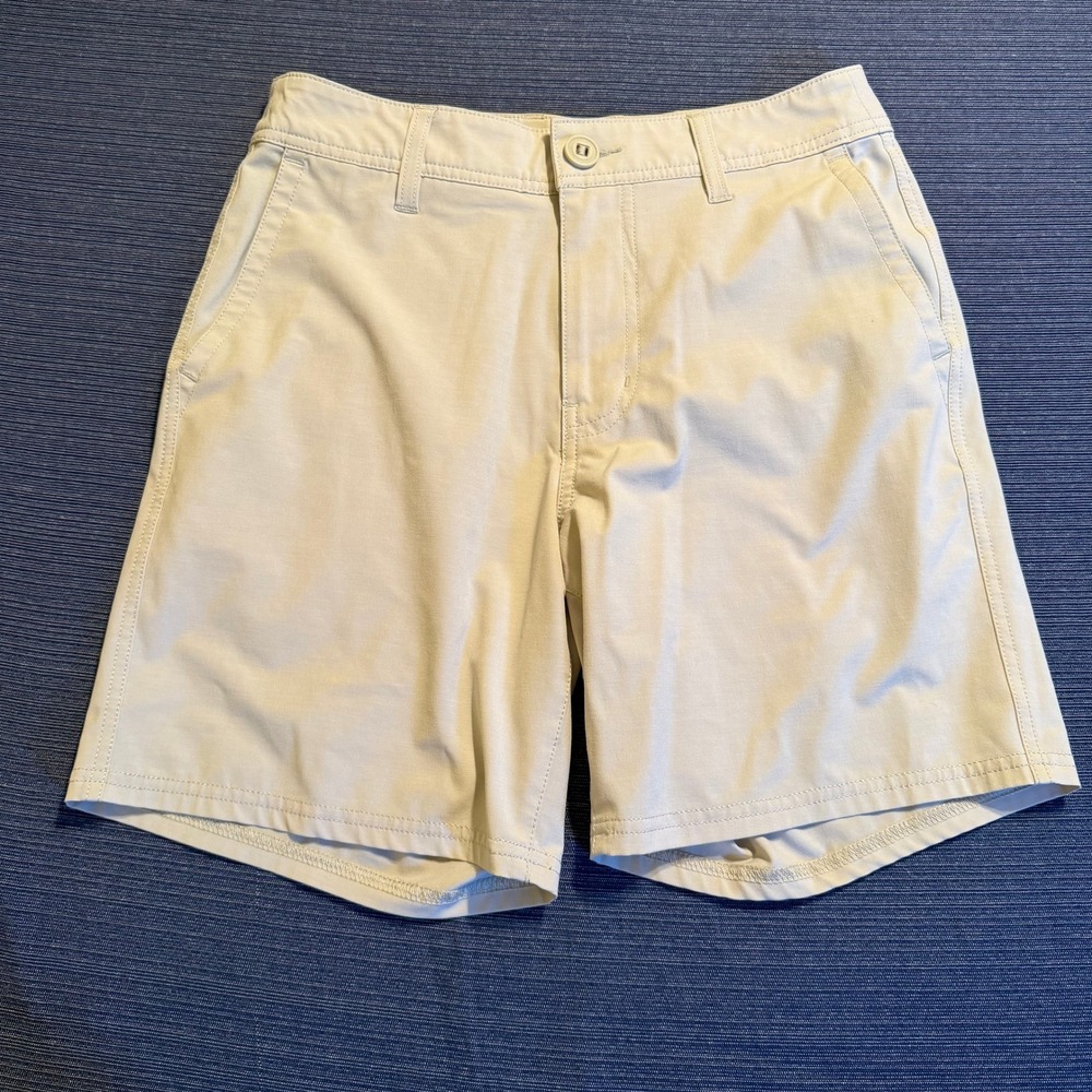 Huk Waypoint Men Shorts Size 28 Tan Khaki Recycled Stretch Fishing Outdoor 6.5in